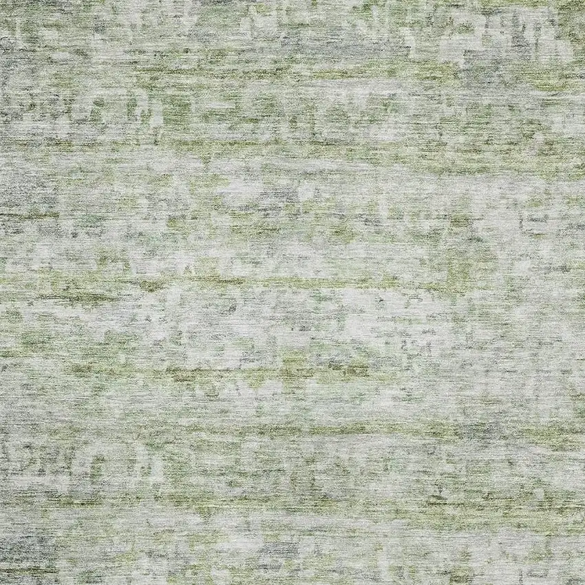 Artichoke Green And Gray Striped Washable Area Rug With UV Protection Photo 2