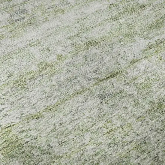 Artichoke Green And Gray Striped Washable Area Rug With UV Protection Photo 9