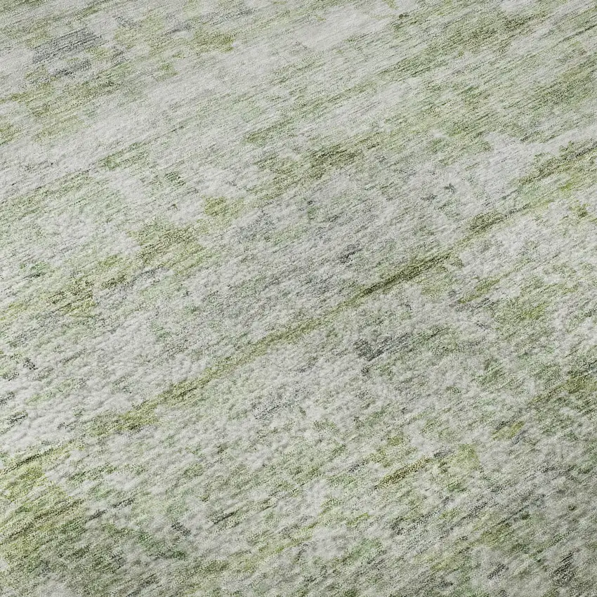 Artichoke Green And Gray Striped Washable Area Rug With UV Protection Photo 9