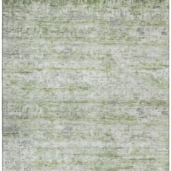 Artichoke Green And Gray Striped Washable Area Rug With UV Protection Photo 3