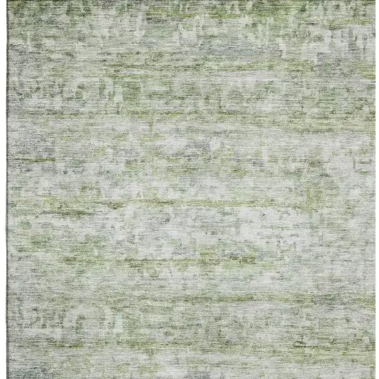 Artichoke Green And Gray Striped Washable Area Rug With UV Protection Photo 2