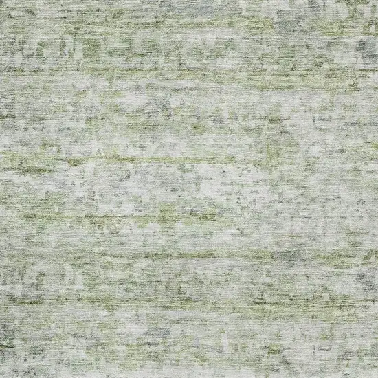 Artichoke Green And Gray Striped Washable Area Rug With UV Protection Photo 2