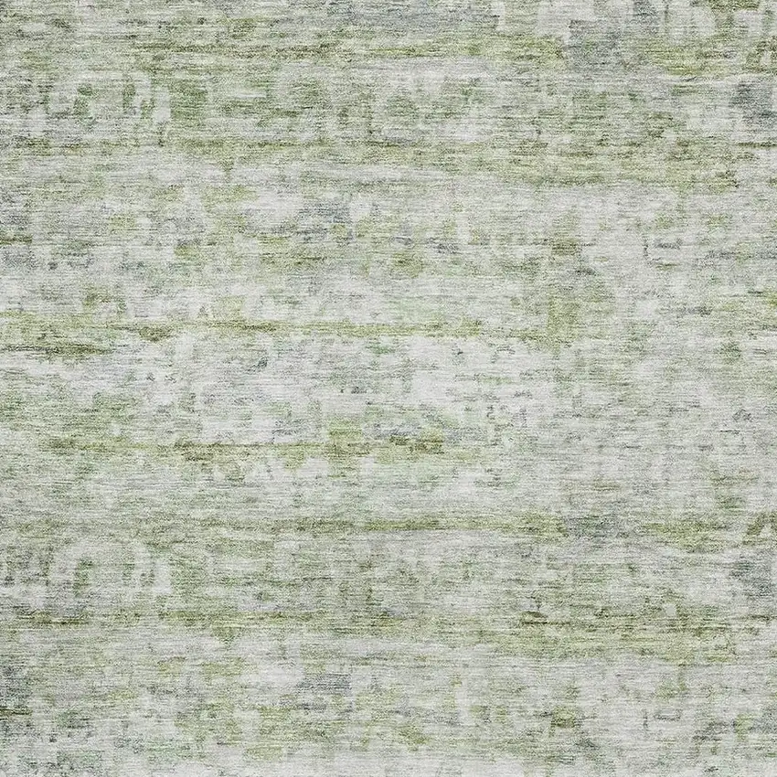 Artichoke Green And Gray Striped Washable Area Rug With UV Protection Photo 2