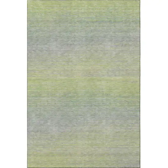 Artichoke Green And Gray Striped Washable Area Rug With UV Protection Photo 3