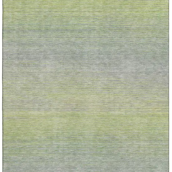 Artichoke Green And Gray Striped Washable Area Rug With UV Protection Photo 2