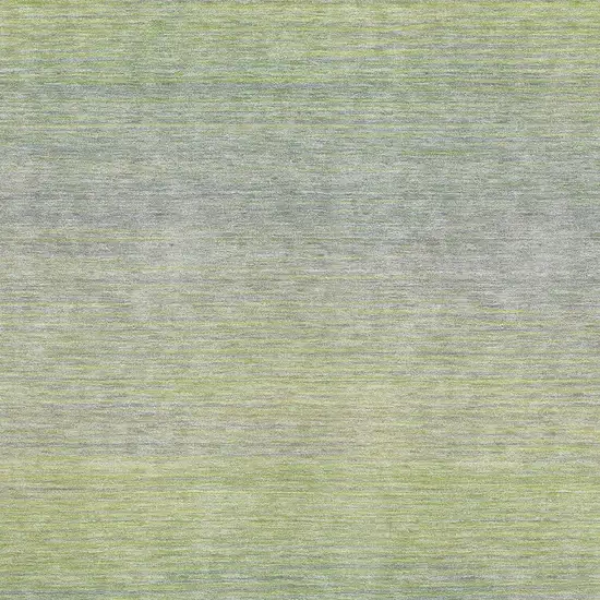 Artichoke Green And Gray Striped Washable Area Rug With UV Protection Photo 2