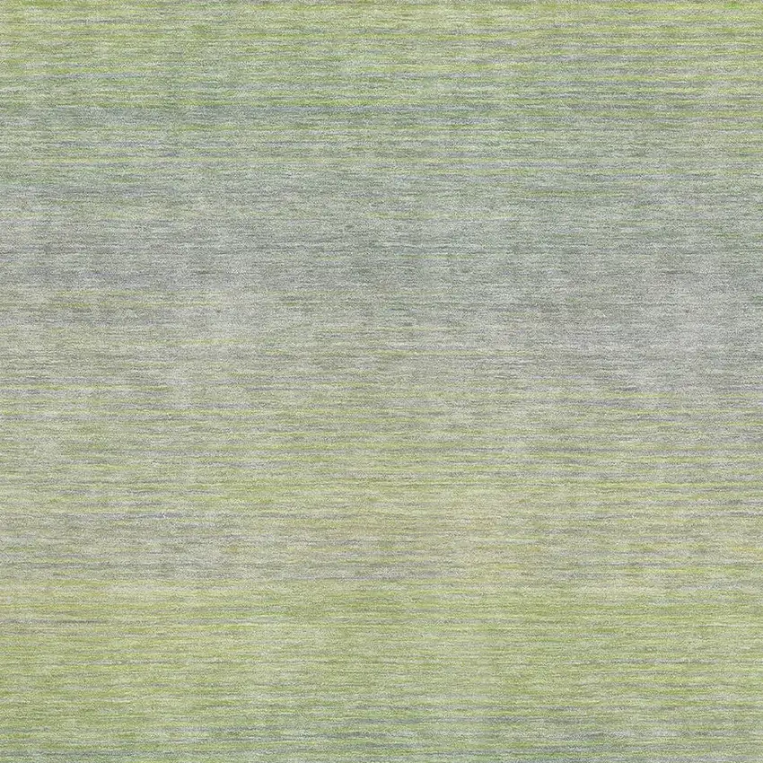 Artichoke Green And Gray Striped Washable Area Rug With UV Protection Photo 2