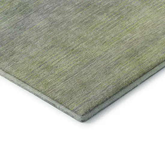 Artichoke Green And Gray Striped Washable Area Rug With UV Protection Photo 7