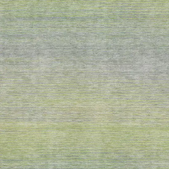 Artichoke Green And Gray Striped Washable Area Rug With UV Protection Photo 2