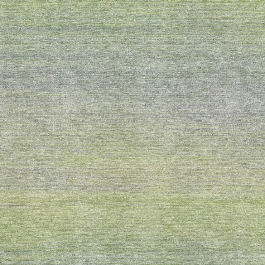 Artichoke Green And Gray Striped Washable Area Rug With UV Protection Photo 2