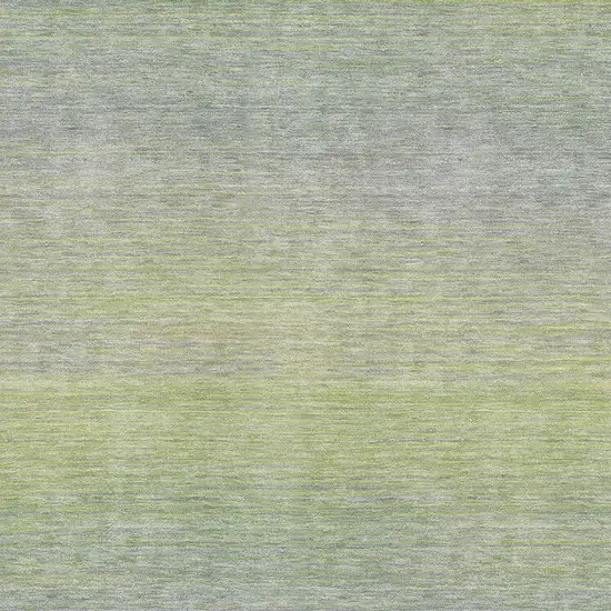 Artichoke Green And Gray Striped Washable Area Rug With UV Protection Photo 2