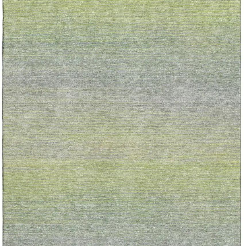 Artichoke Green And Gray Striped Washable Area Rug With UV Protection Photo 3
