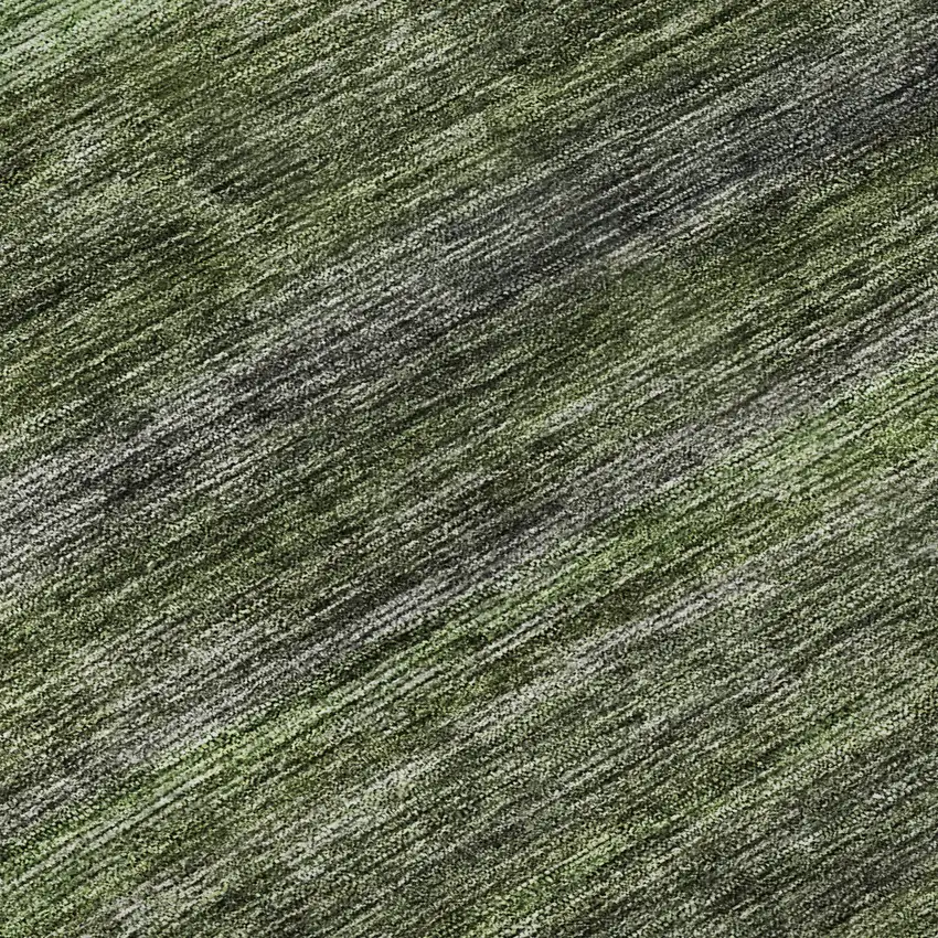 Artichoke Green And Gray Striped Washable Area Rug With UV Protection Photo 9