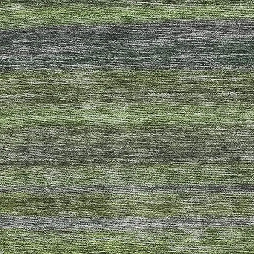 Artichoke Green And Gray Striped Washable Area Rug With UV Protection Photo 2