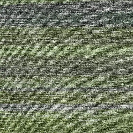 Artichoke Green And Gray Striped Washable Area Rug With UV Protection Photo 2