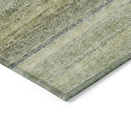 Artichoke Green And Gray Striped Washable Indoor Outdoor Area Rug Photo 5