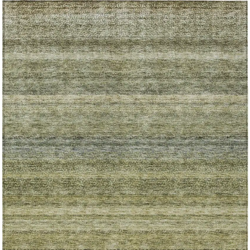 Artichoke Green And Gray Striped Washable Indoor Outdoor Area Rug Photo 7