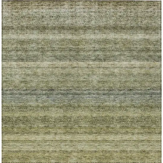 Artichoke Green And Gray Striped Washable Indoor Outdoor Area Rug Photo 7
