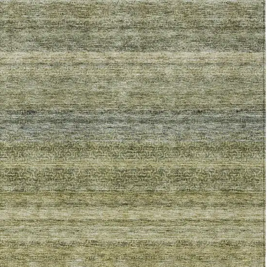 Artichoke Green And Gray Striped Washable Indoor Outdoor Area Rug Photo 6