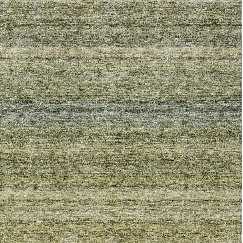 Artichoke Green And Gray Striped Washable Indoor Outdoor Area Rug Photo 6