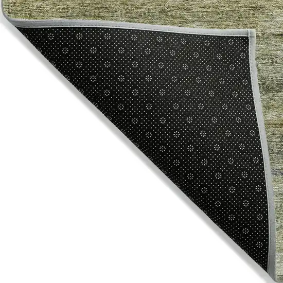 Artichoke Green And Gray Striped Washable Indoor Outdoor Area Rug Photo 4