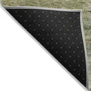 Photo of Artichoke Green And Gray Striped Washable Indoor Outdoor Area Rug