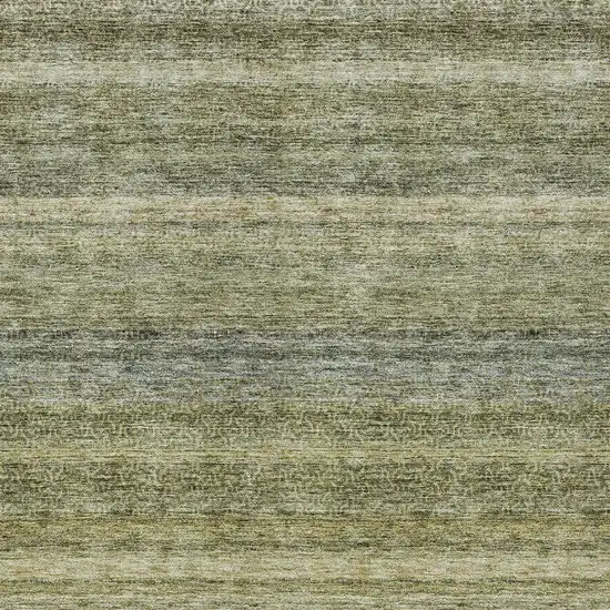 Artichoke Green And Gray Striped Washable Indoor Outdoor Area Rug Photo 6