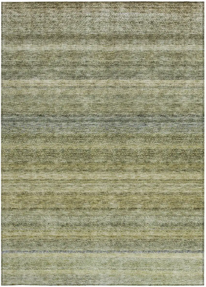 Artichoke Green And Gray Striped Washable Indoor Outdoor Area Rug Photo 7