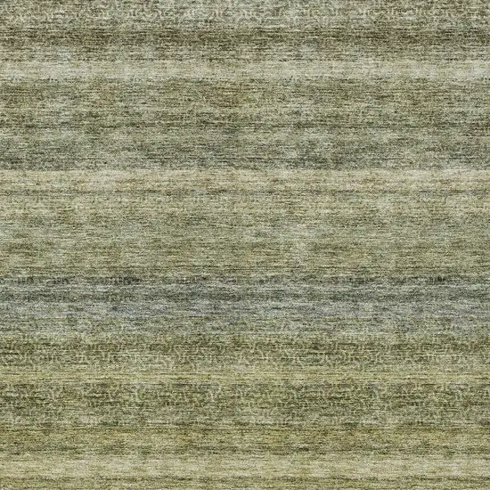 Artichoke Green And Gray Striped Washable Indoor Outdoor Area Rug Photo 6