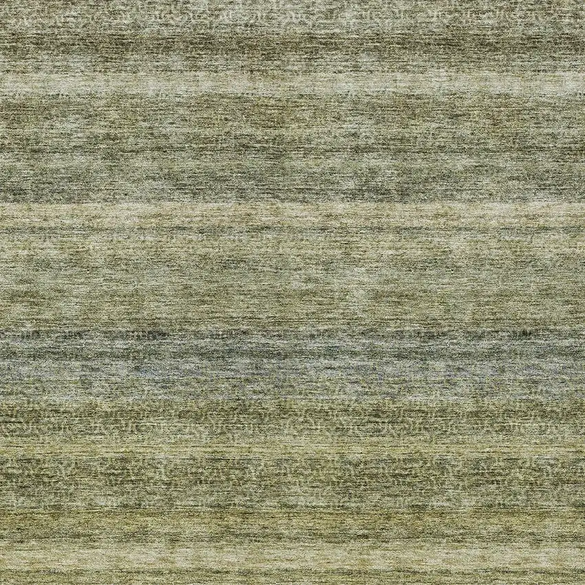 Artichoke Green And Gray Striped Washable Indoor Outdoor Area Rug Photo 6