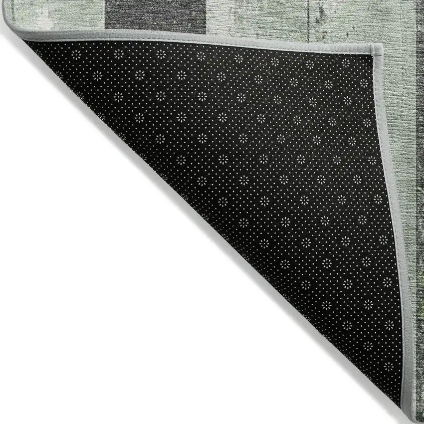 Artichoke Green And Gray Striped Washable Indoor Outdoor Area Rug Photo 9