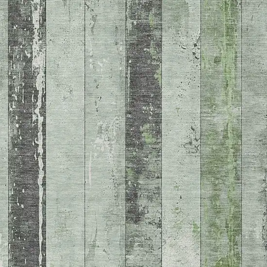 Artichoke Green And Gray Striped Washable Indoor Outdoor Area Rug Photo 4