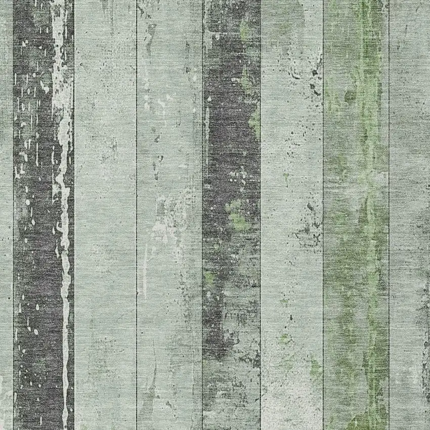 Artichoke Green And Gray Striped Washable Indoor Outdoor Area Rug Photo 4