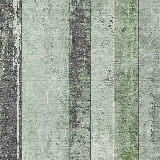 Artichoke Green And Gray Striped Washable Indoor Outdoor Area Rug Photo 9