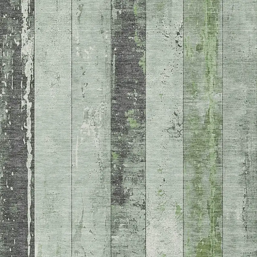 Artichoke Green And Gray Striped Washable Indoor Outdoor Area Rug Photo 9