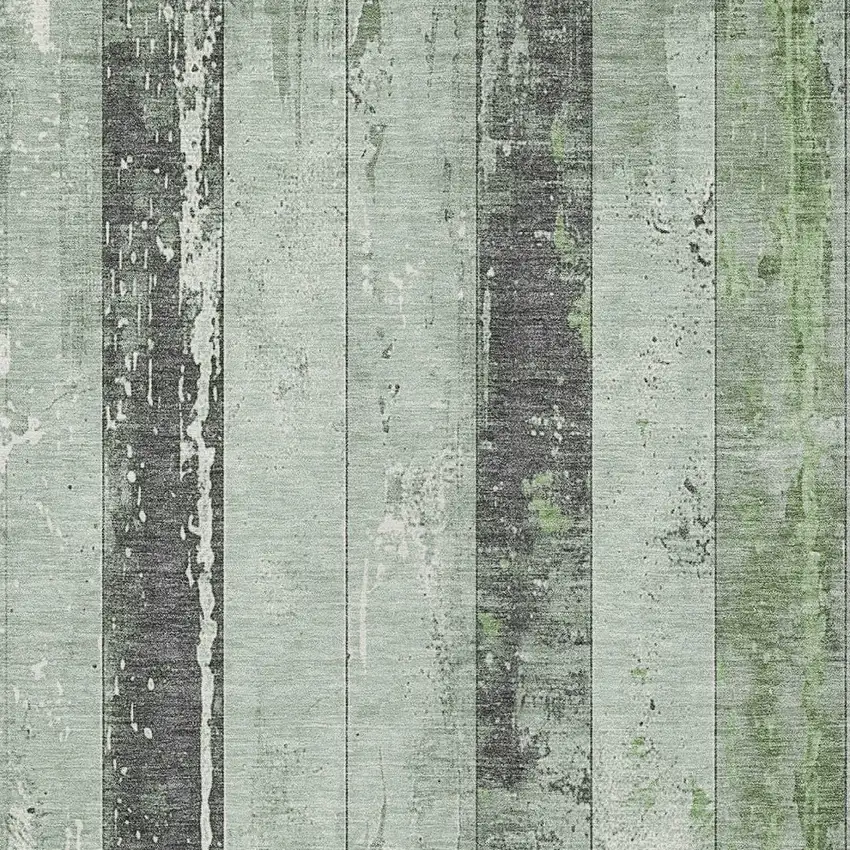 Artichoke Green And Gray Striped Washable Indoor Outdoor Area Rug Photo 6