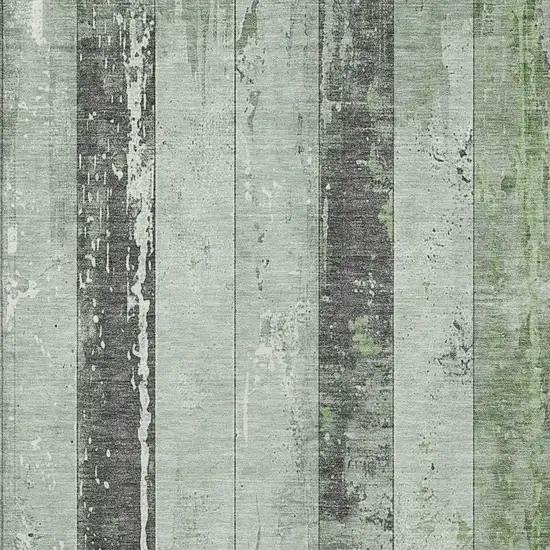 Artichoke Green And Gray Striped Washable Indoor Outdoor Area Rug Photo 4