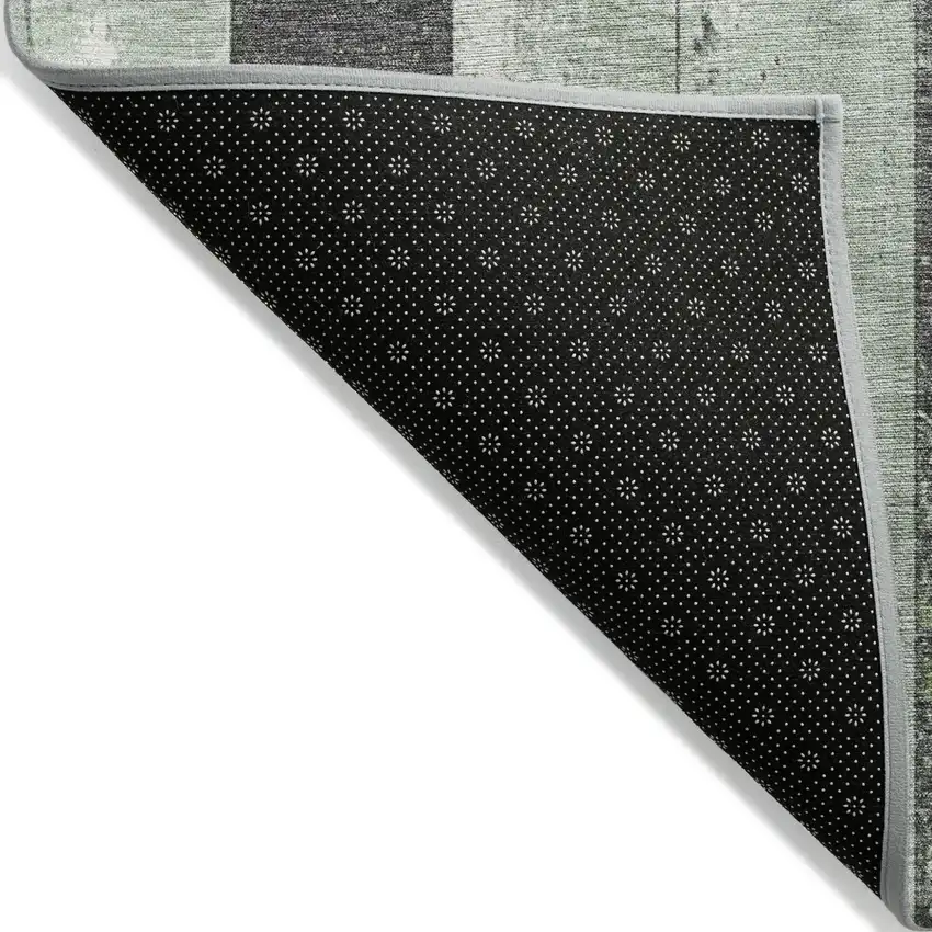 Artichoke Green And Gray Striped Washable Indoor Outdoor Area Rug Photo 7
