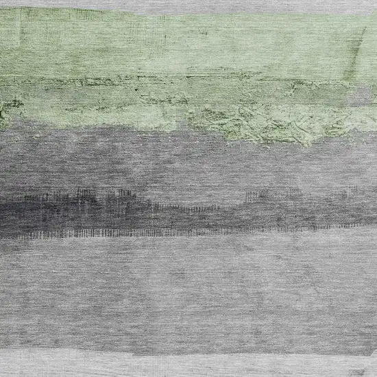 Artichoke Green And Gray Striped Washable Indoor Outdoor Area Rug Photo 3