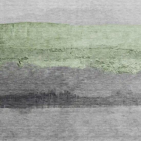 Artichoke Green And Gray Striped Washable Indoor Outdoor Area Rug Photo 3