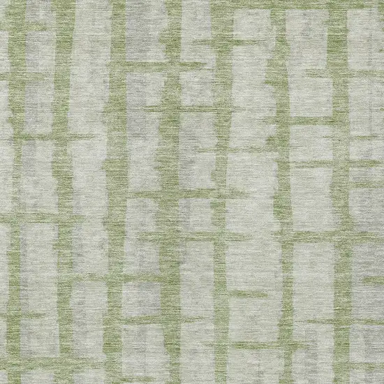 Artichoke Green And Gray Striped Washable Indoor Outdoor Area Rug Photo 6