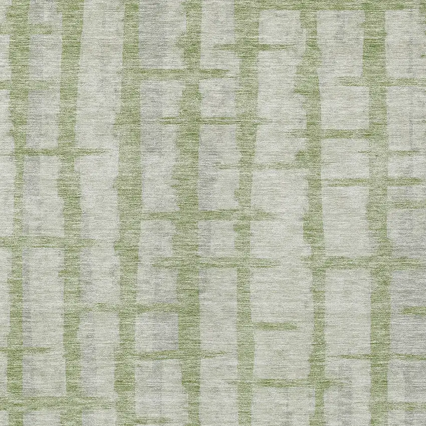 Artichoke Green And Gray Striped Washable Indoor Outdoor Area Rug Photo 6