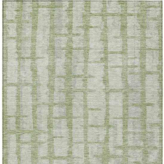 Artichoke Green And Gray Striped Washable Indoor Outdoor Area Rug Photo 7