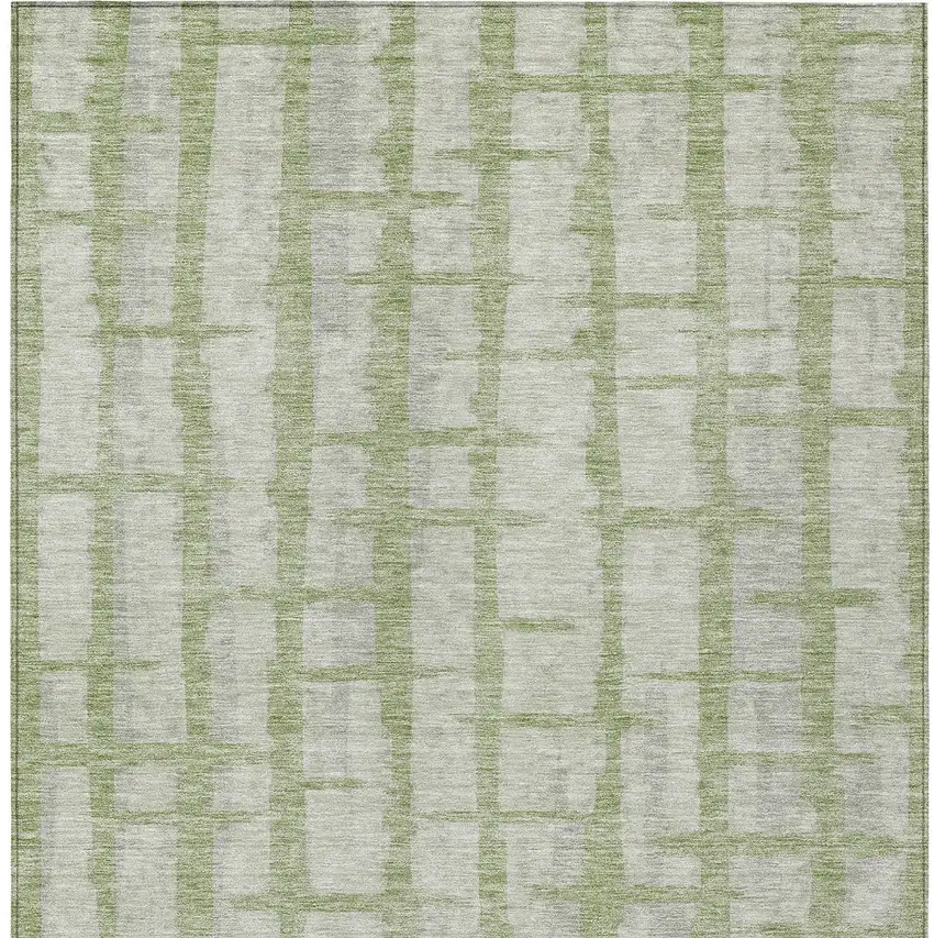 Artichoke Green And Gray Striped Washable Indoor Outdoor Area Rug Photo 7