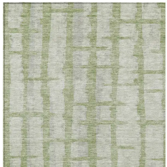 Artichoke Green And Gray Striped Washable Indoor Outdoor Area Rug Photo 6