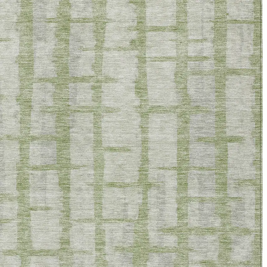 Artichoke Green And Gray Striped Washable Indoor Outdoor Area Rug Photo 6