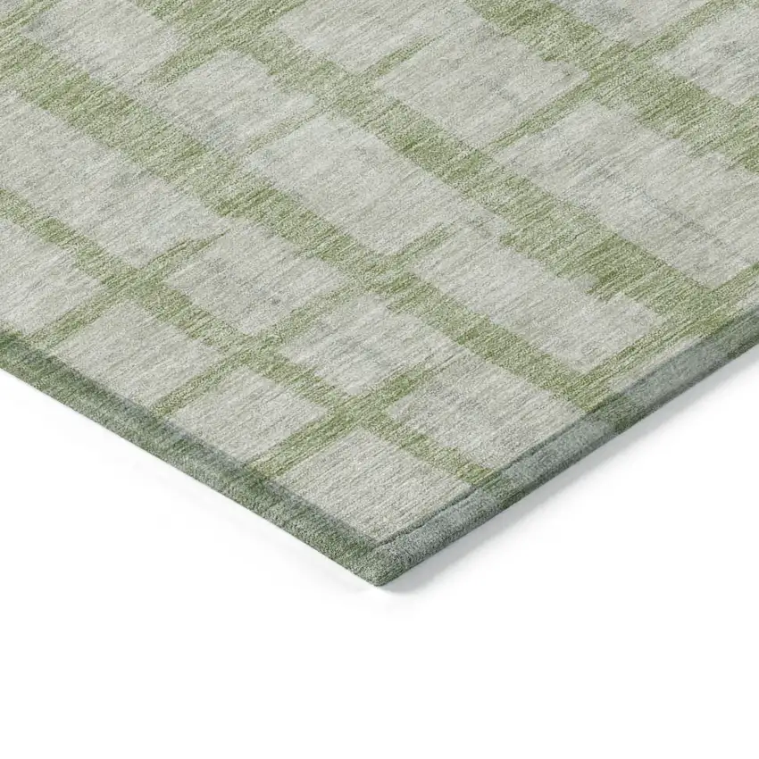 Artichoke Green And Gray Striped Washable Indoor Outdoor Area Rug Photo 5