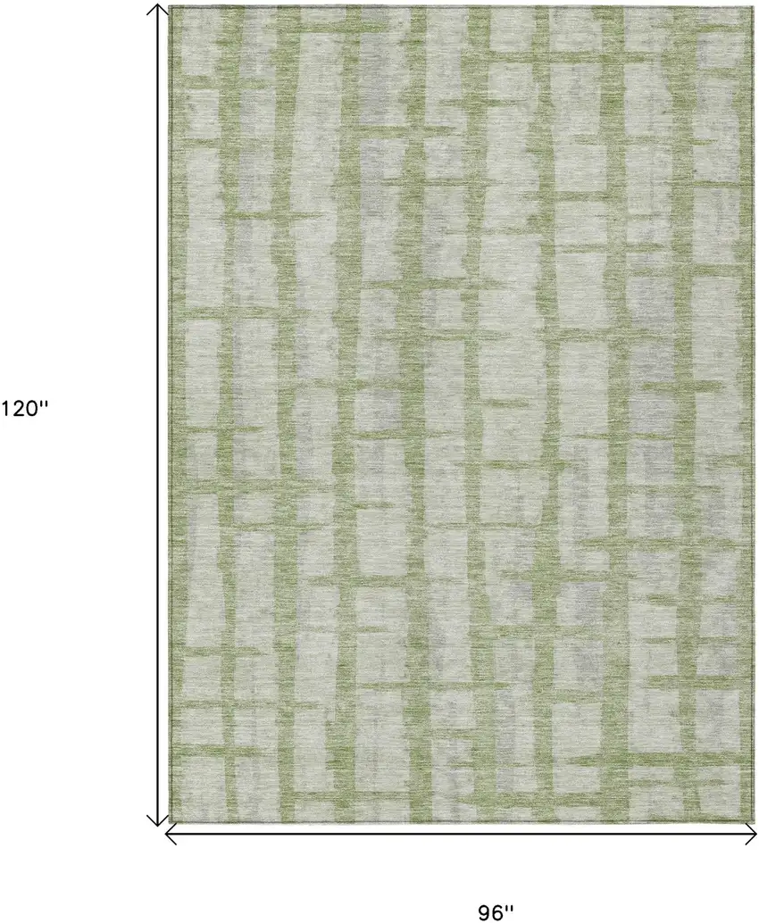 Artichoke Green And Gray Striped Washable Indoor Outdoor Area Rug Photo 3