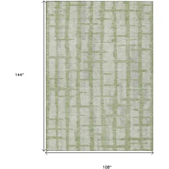 Artichoke Green And Gray Striped Washable Indoor Outdoor Area Rug Photo 3