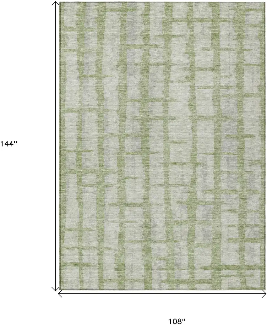 Artichoke Green And Gray Striped Washable Indoor Outdoor Area Rug Photo 3